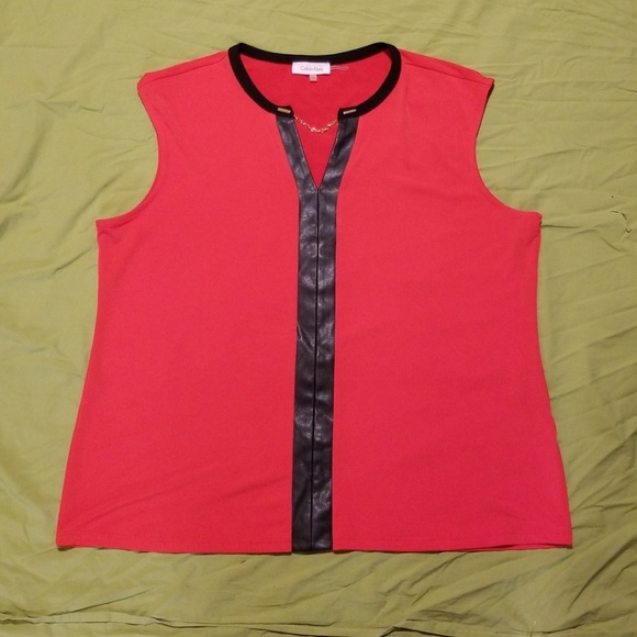 Calvin Klein Tops - Calvin Klein 1X Red & Black Sleeveless Blouse